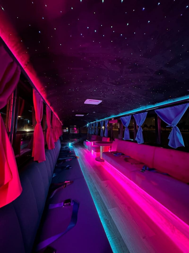 Luxury Party Bus Green Room